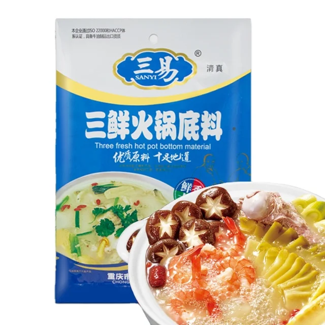 Chinese Special Food Three Fresh Flavor Mushroom Kelp Lily Soup Not Spicy Hot Pot Base Guangdong Hot Pot Seasonings For Retail