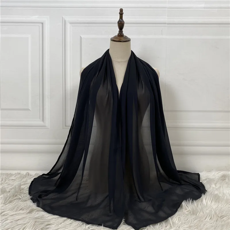 Настроенный tudung-borong арабские женские мусульманские bawal плиссированные Креп Полиэстер длинные однотонные крашеные шифоновые шарфы хиджаб шали