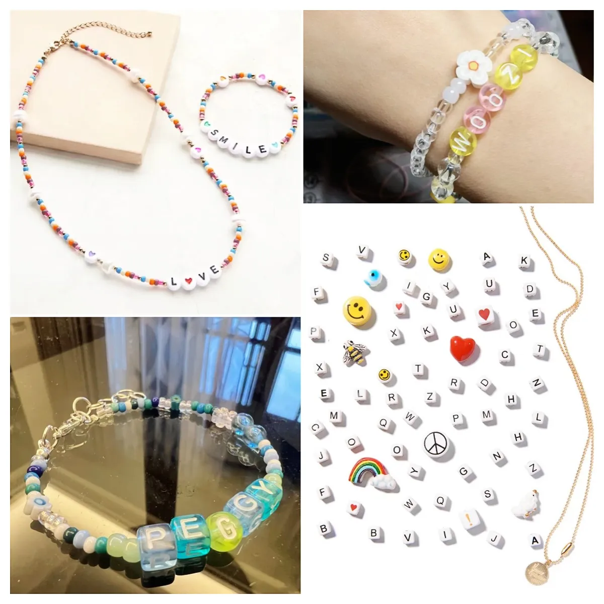 Alphabet Letter Beads Mixed a to Z Number Pattern Spacer Loose Beads Acrylic Bracelet Necklace Making for Jewelry Making