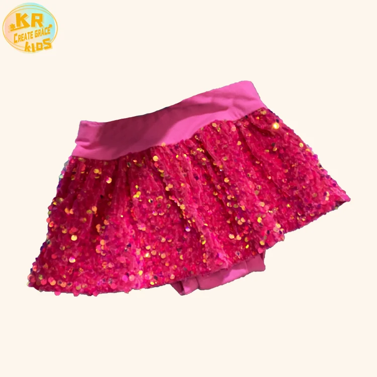 Wholesale Fluffy Petti Skirt Mini Ballet Tutu Skirts Glitter Princess Dance Tutu Skirt With Safety Pants Sequins for Girl