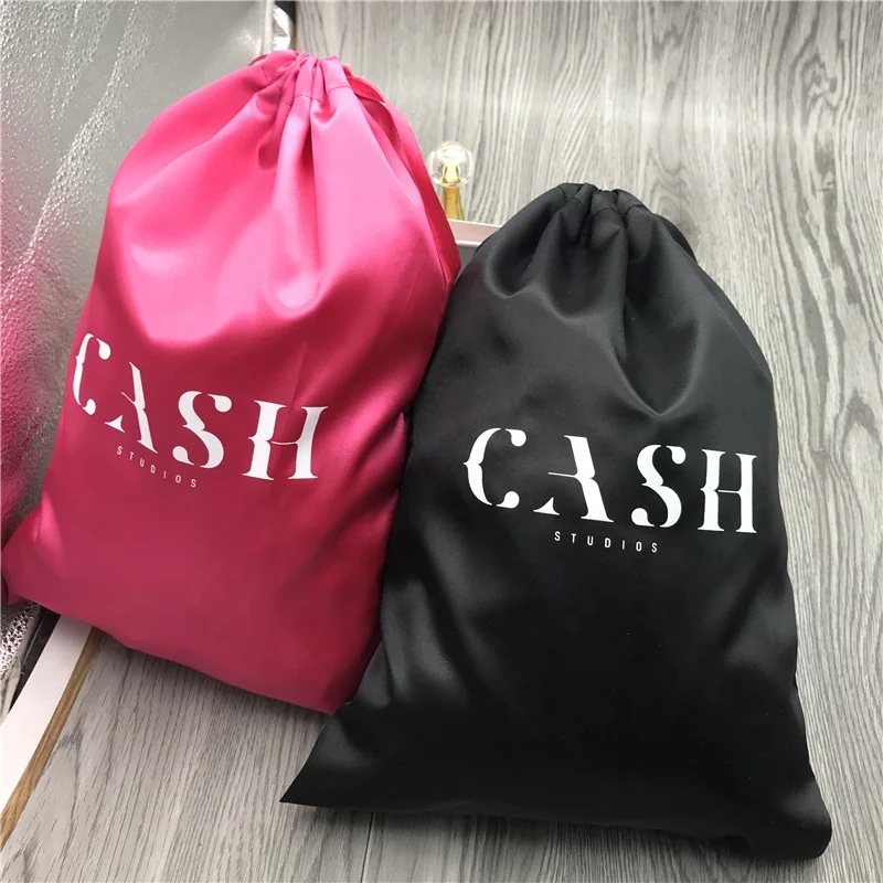 High quality custom satin Backpack bag drawstring satin backpack string bags