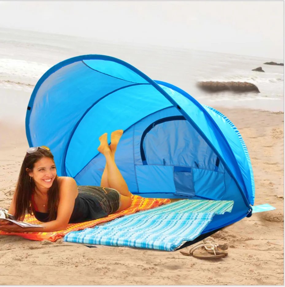 New Arrival UV30+ Sun Shade Shelter Polyester Steel Wire Pole Pop Up Summer Beach Camping Tent For Outdoors