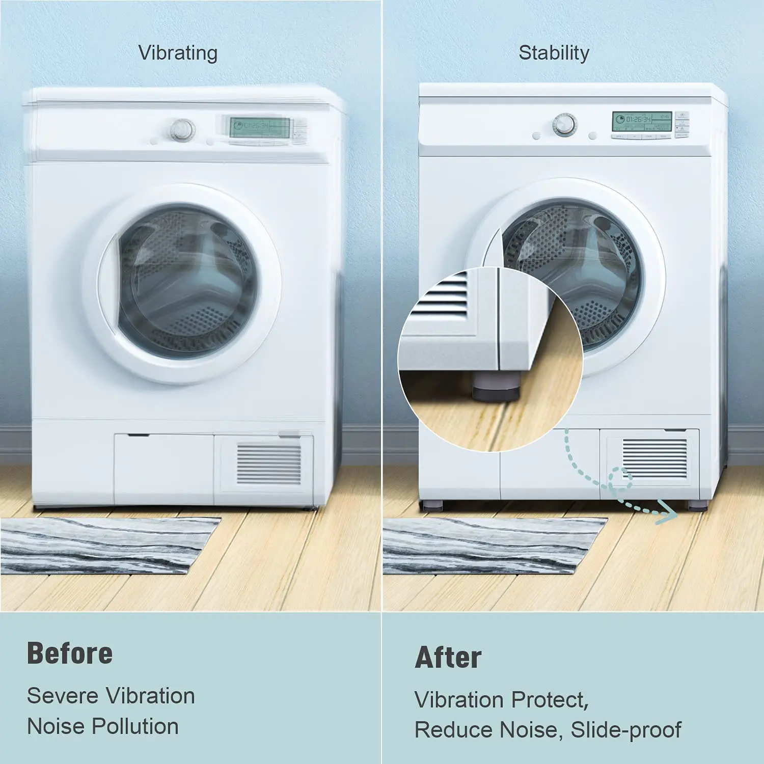 Anti Vibration Feet Pads Rubber Legs Slipstop Silent Non-slip Raiser Mat For Washing Machine Support Dampers Stand Accessories