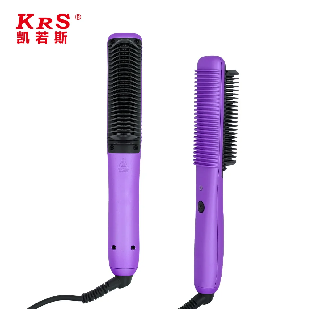 Hot sale Kingworth Best Electric Pink Hair Straightener Brush Professional Thick Magic Straight Comb iron Hot Comb