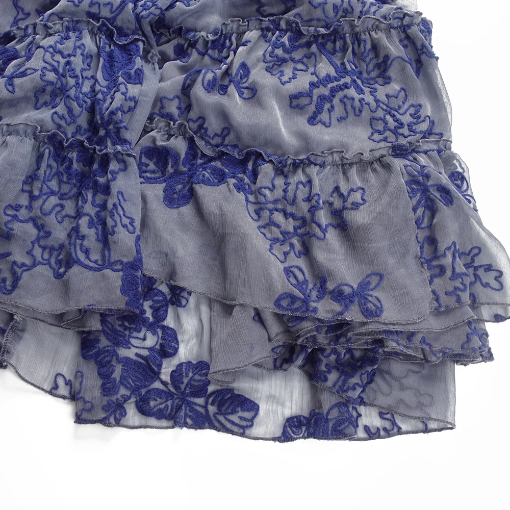 SMO navy elegant long party dresses and chiffon dress velvet print dress