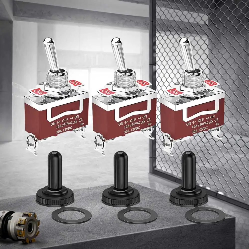 OSWELL Miniature Toggle Switch SPST 2 Pin Screw Terminal Self-Locking Type C511B Double Pole 15A 250V 12mm Mounting Hole Size