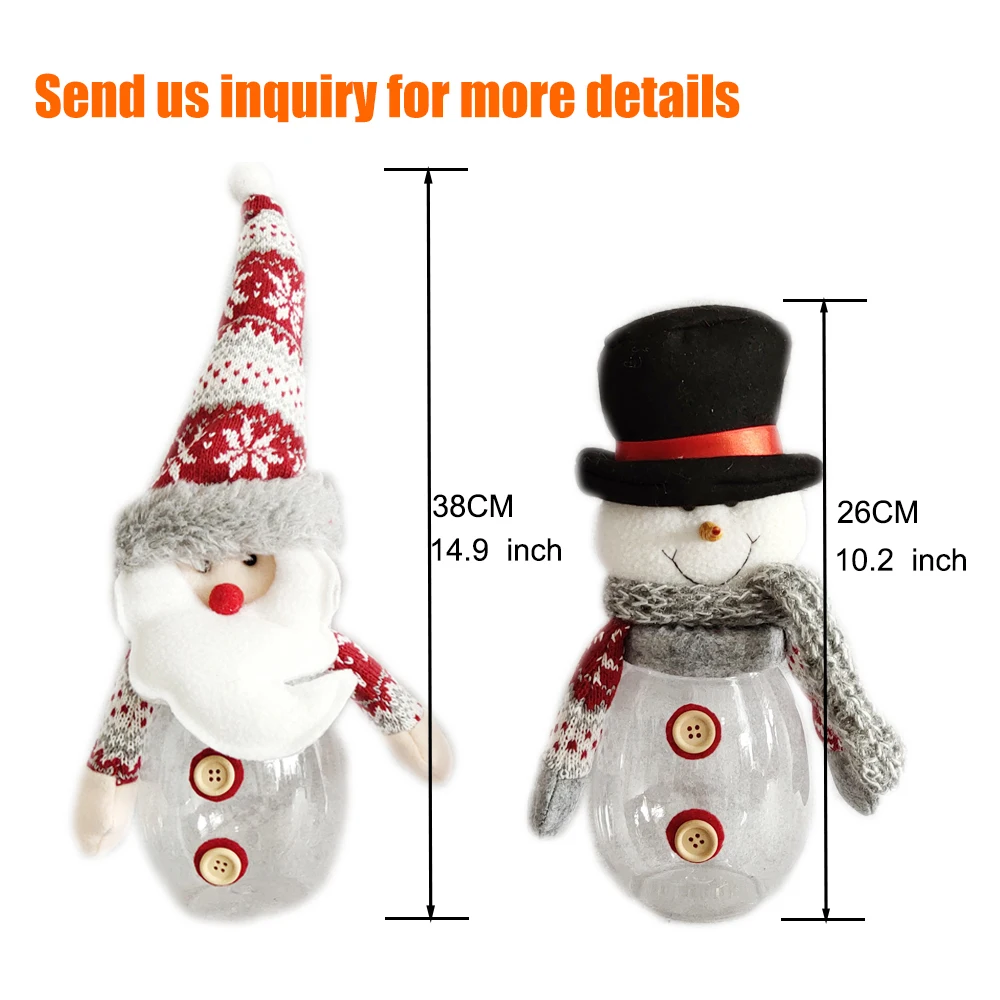 xmas factory custom santa and snowman candy bottle holiday candy jar christmas decoration