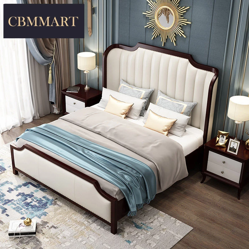 Hot Sell Luxury Design Solid Wood  Bed Room Furniture King Size Queen Size Bed