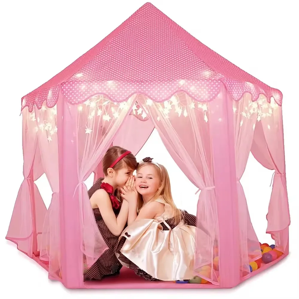 Seamind Children  Princess Girls Large House Indoor outdoor Kids Castle Play Toy Tent with LED Lights