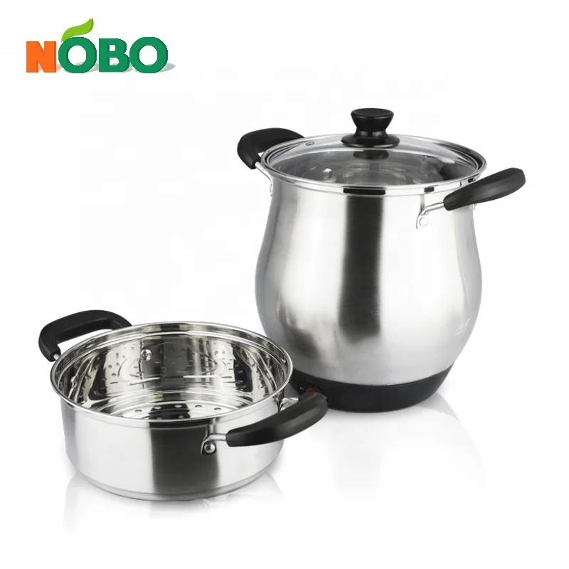 Portable multi-functional double layer electric steamer stainless steel rice cooker with glass lids