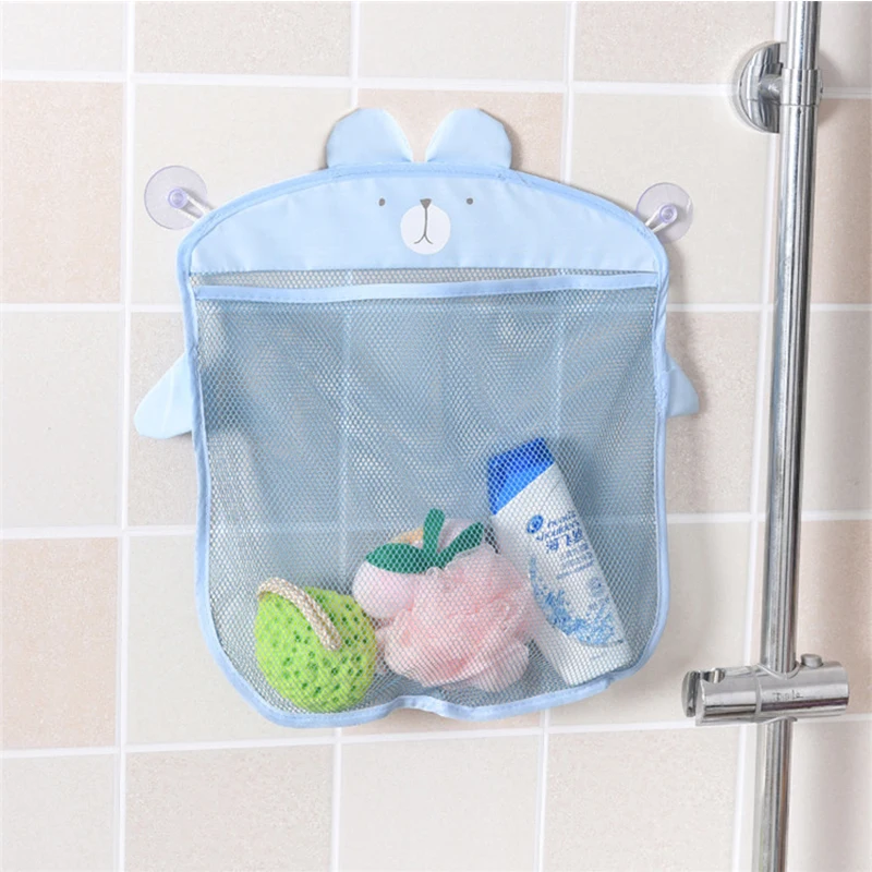 Cute cartoon Suction cup mesh Storage hanging bag bathroom hanging bag  baby bath toy organizer