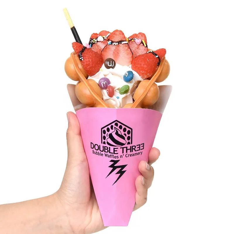 Wholesale Price Colorful Snack Paper Cone Ice Cream Waffle Cone Holder Paper Custom Cone Waffle