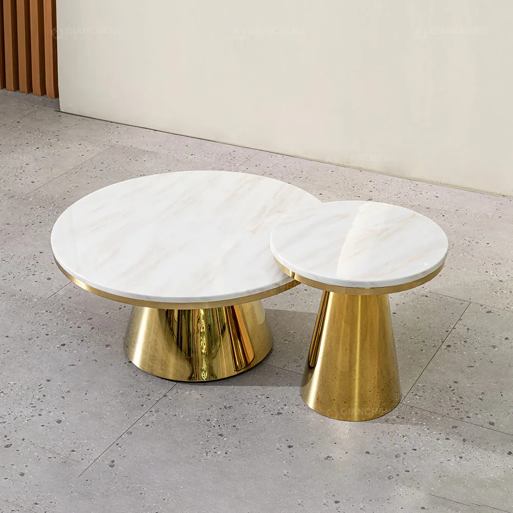 QIANCHENG metal legs for coffee table guangzhou manufacturer wholesale price living room furniture round nesting coffee table