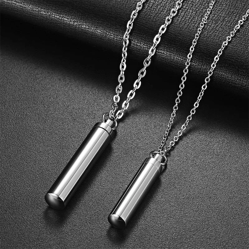 2024 Pet Cat Dog Cremation Urn Pendant Titanium Steel Minimalist Perfume Pendant Necklace Memorial Ashes Storage Bottles necklace