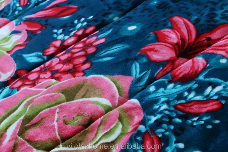 Luxury Blanket 3pc Set Reversible Printed Flannel Fleece With Soft &Warm Borrego/Sherpa Winter Thick Blanket Set  Flower  Design