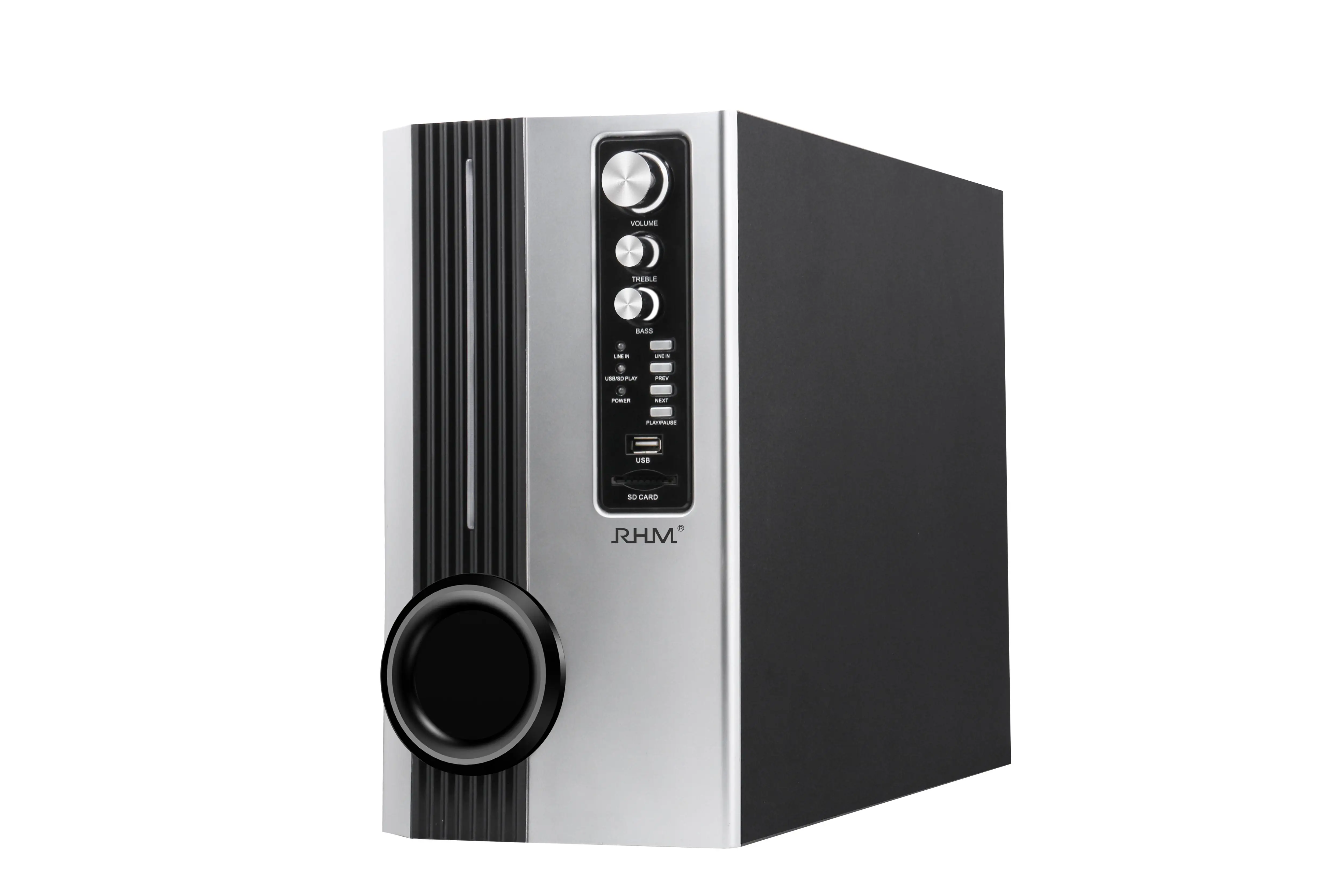 RHM heavy bass speaker 2.1 home theater speaker with usb bt remote control