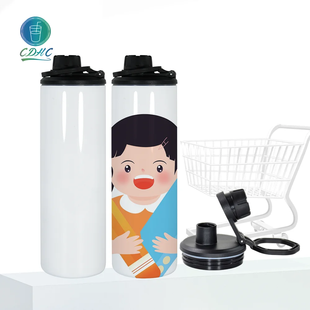 RTS fast shipping 20OZ Stainless Steel sublimation tumbler  Double Wall Vacuum Insulated Skinny Water Bottle With Flip Screw Lid