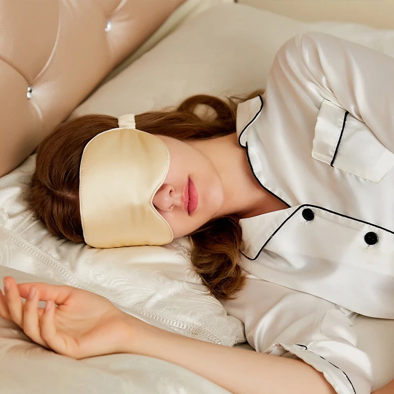 
Custom Wholesale Best Logo Luxury Travel 100% Mulberry Silk Sleep Eye Mask 