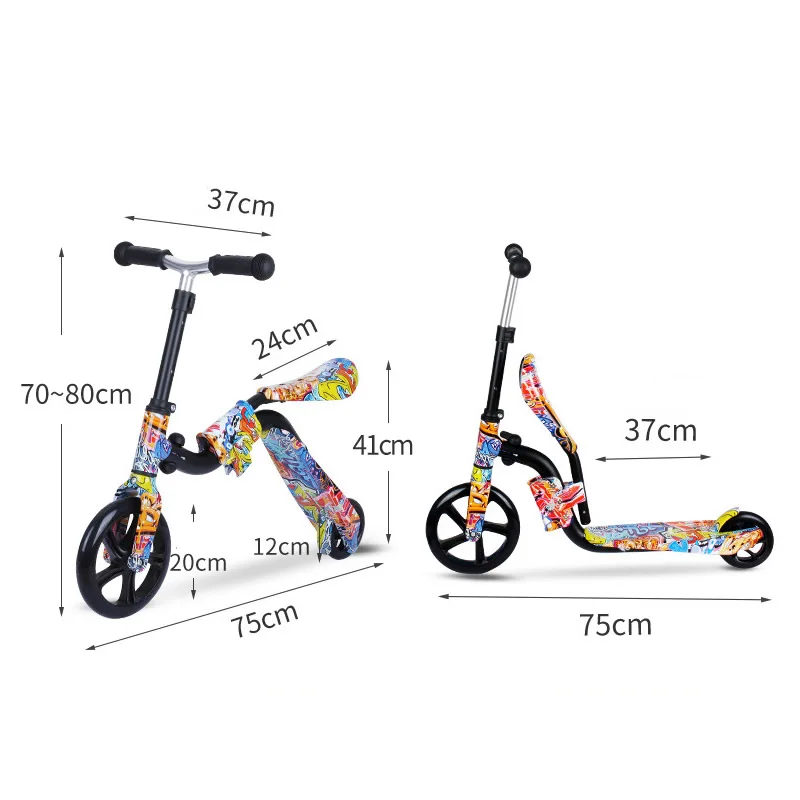 
Balance Bike 2 In 1 scooters for kids 8 years and up girls Adjustable Height Folding Kick Scooter 