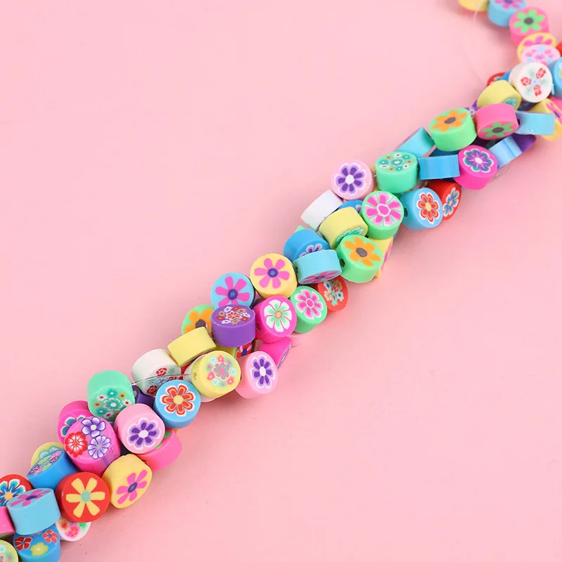 10mm Mixed Color Smiling Face Soft Pottery Slice Bracelet Beaded Materials Crafts Accessories Loose Beads Polymer Clay Flower