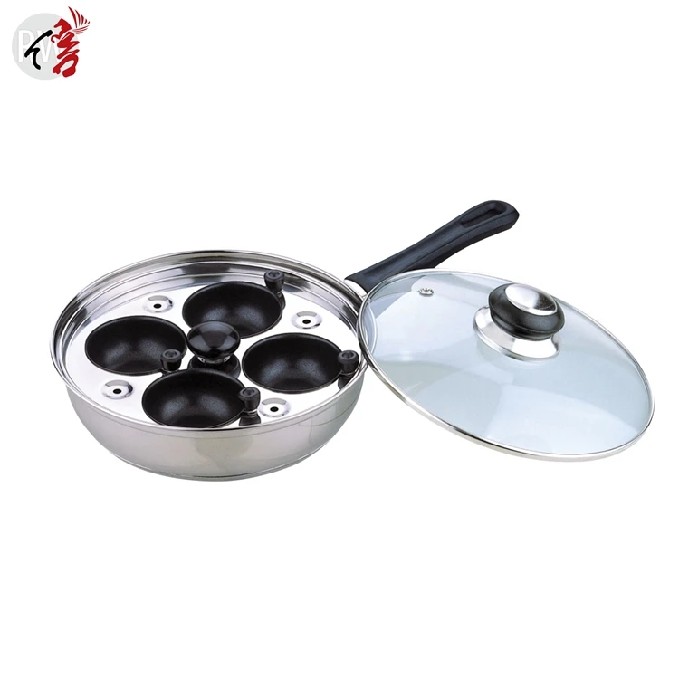 Stainless Steel egg poacher and cooker with 4pcs non-stick cups