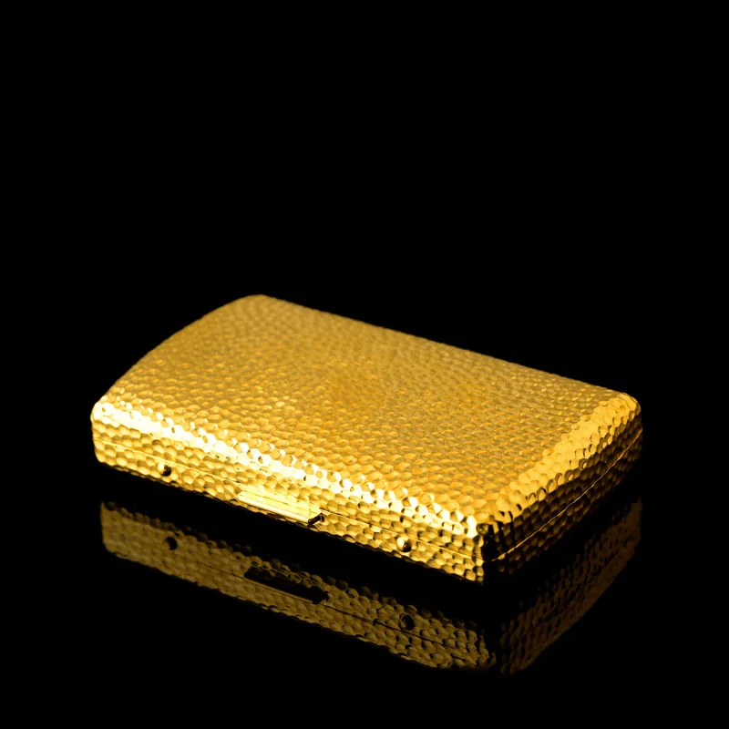 Metal Gold Plated Tobacco Herb Case Reusable Mini Portable Reusable Tobacco Cigarette Container Box Travel Tobacco Storage