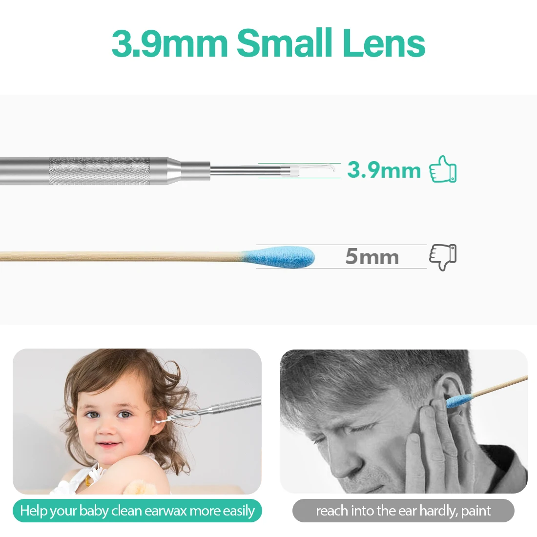 Inskam203 3.9mm 720P 3 in 1 Usb Ear Cleaner Camera Wax Remover Vacuum