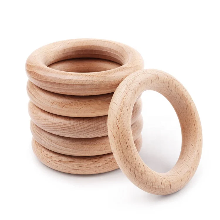 
Beech Wooden Rings Teethers DIY Necklace Pendant Baby Rattle Accessories Baby wooden teething ring 