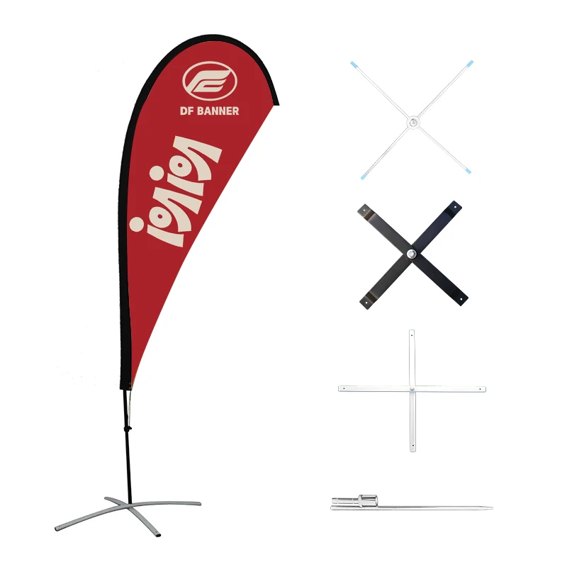 5m Outdoor Aluminum Pole Wind Beach Flag Banner Water Base Flying Advertising Banner for Business and Event Usage
