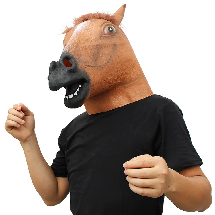 Super September Halloween black horse head brown horse head cosplay masquerade show cute latex animal mask