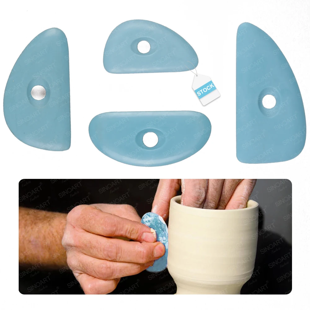 SINOART 4pcs Paste Painting Tool Pottery Clay Silicone Ceramics Tools Artist Silicone Pottery Rib Set
