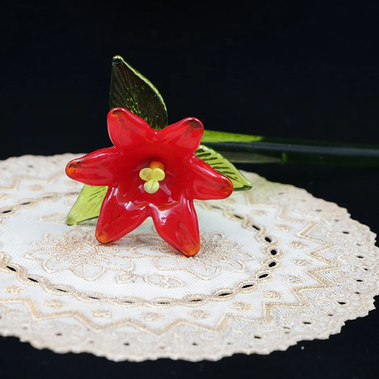 Long Stem Blown Glass Craft Flowers