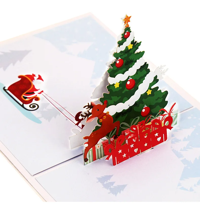 Christmas Xmas Greeting Pop Up Congratulation Card Christmas Tree Popup 3D Card