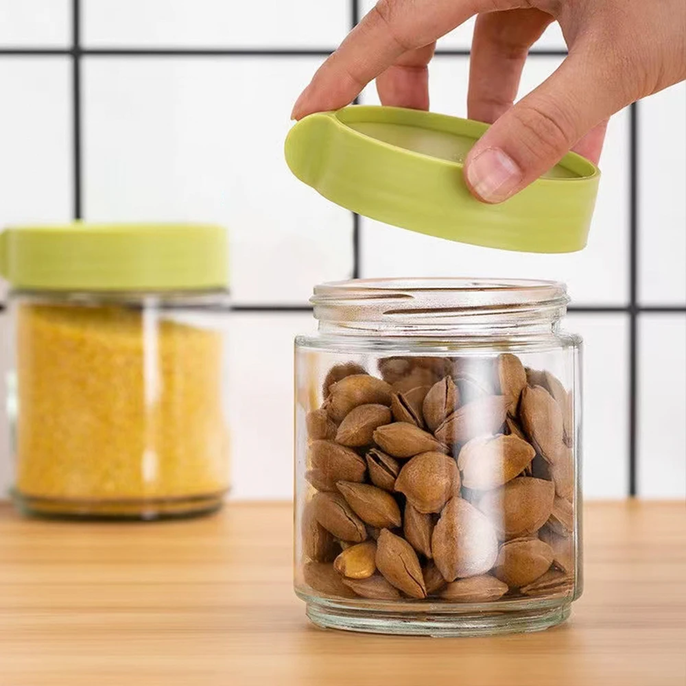 Factory Kitchen Locking Lid Storage Glass Jar Plastic Glass Spice Jars Set Storage Food Container Boxes For Herb & Spice Tools