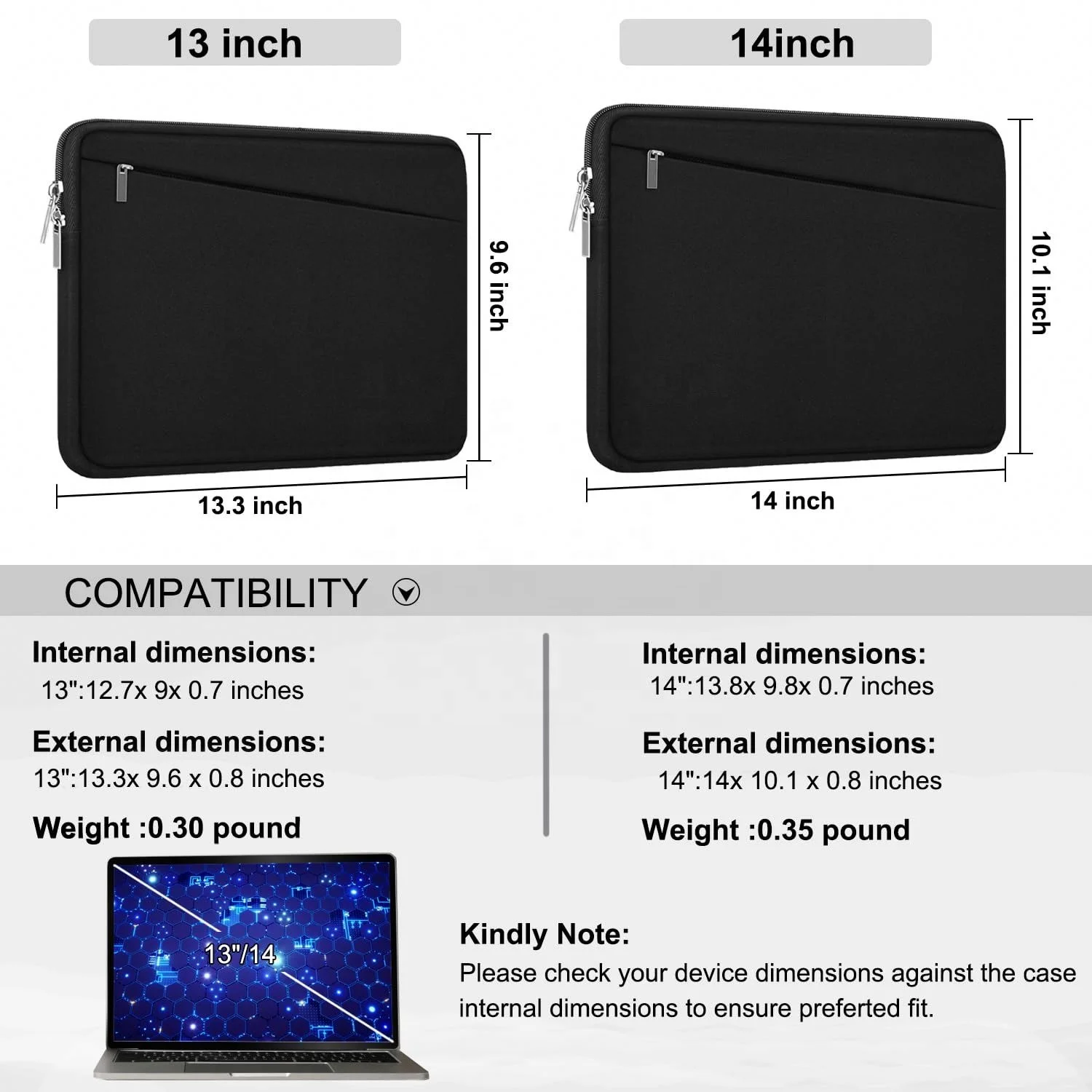 BSCI Laptops Sleeve Handbag Case For Macbook Pro Air 13.3 14 15 15.6 Inch Waterproof Notebook Cover Laptop Compute Bag