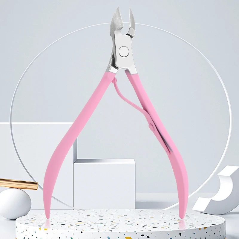 Professional High Quality Pink Nail Nipper Stainless Steel Manicure Tools Heavy Duty Toe Cuticle Clipper Scissors For Man