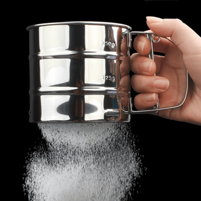 Flour Sifter Stainless Steel Strainer Fine Mesh Flour Sifter Sieve Powder Sugar Sifter for Baking