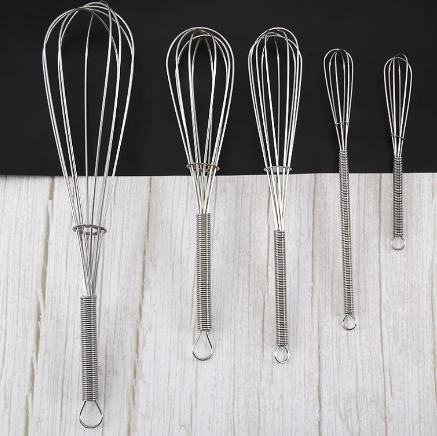 5 / 7 / 8 / 10 inch mini beater Milk Coffee Egg foam maker spring handle stainless steel whisk