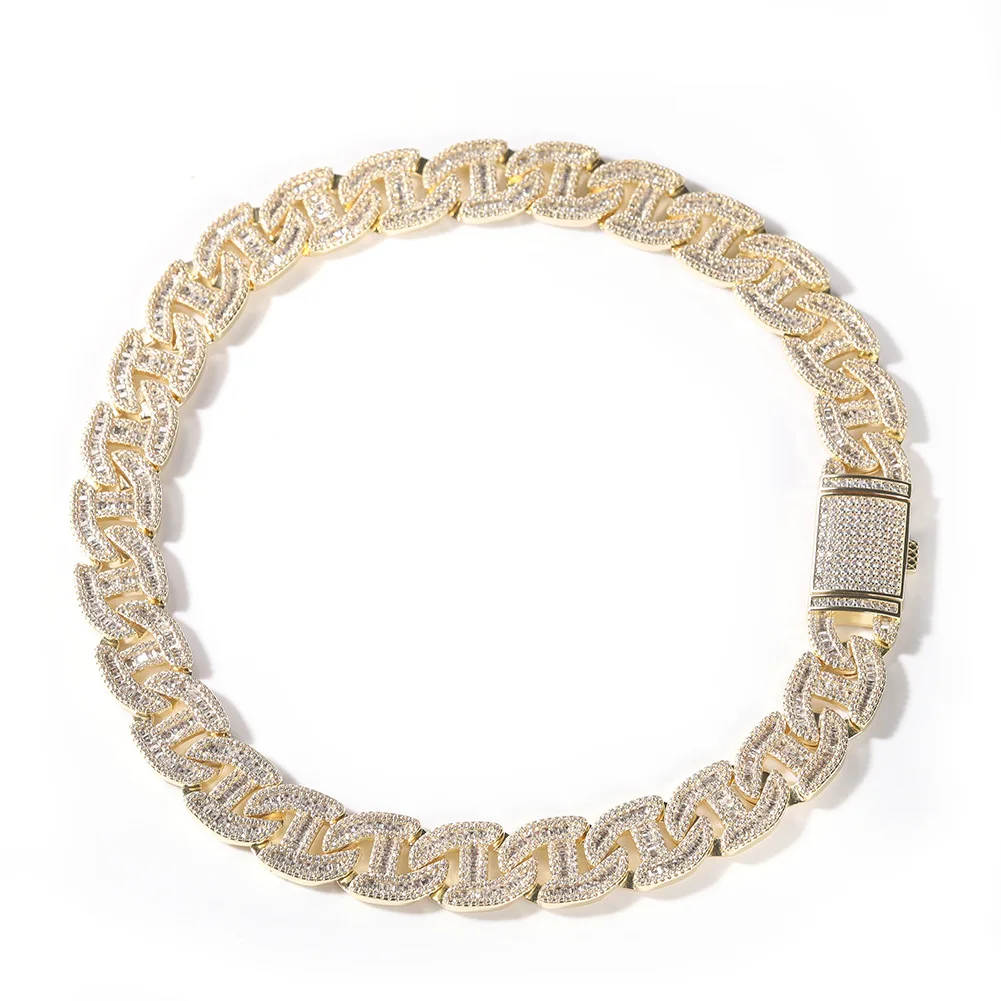 New heavy big punk iced out zirconia hip hop stainless steel cuban link chain for men and women