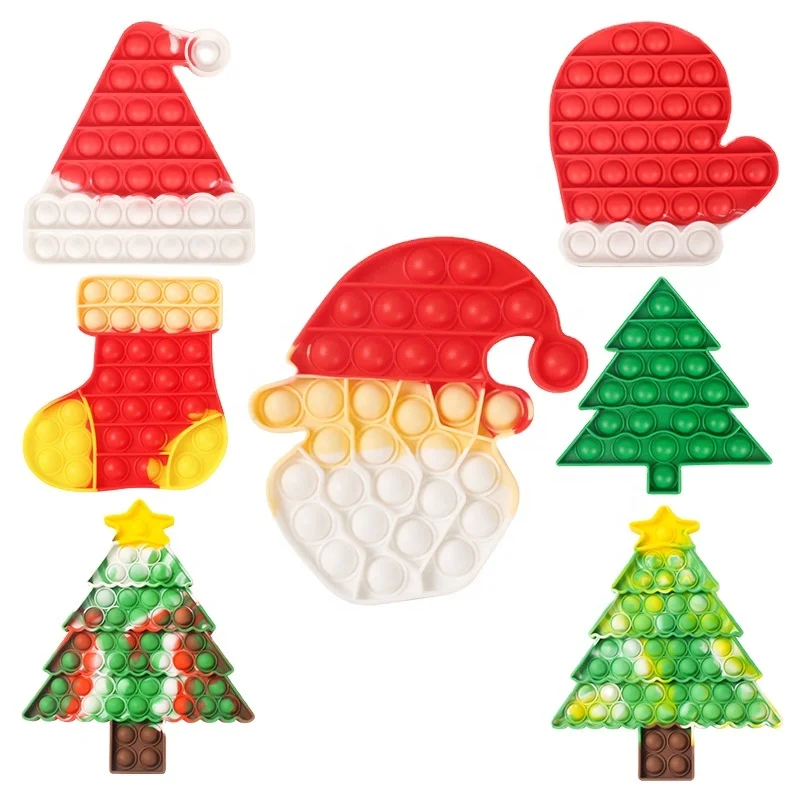 HOT SALE 2021 Amazon Newest Fidget Toys push bubble Christmas gifts silicon Christmas trees gloves hat xmas poppers