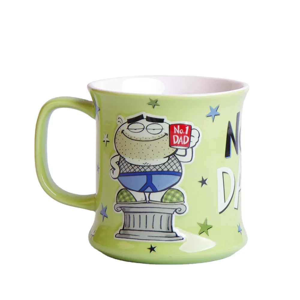 Light green cartoon mugs Big glass of water Big cup Large cup tea mugs manufacturer wholesale