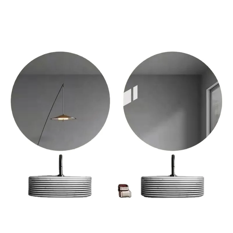 Modern Round Led Mirror Wall Mounted Touch Switch Screen Smart Mirror Silver Led Light  Bathroom Mirrors