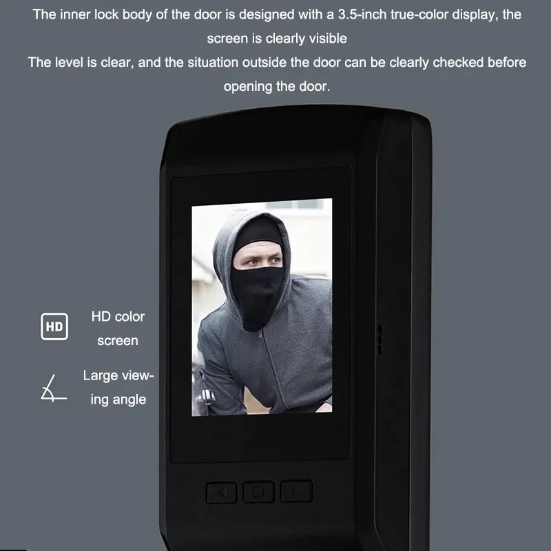 Fully Automatic Smart Fingerprint Door Lock  With Camera Remote Control Tuya App Face Recognition Security Door Lock