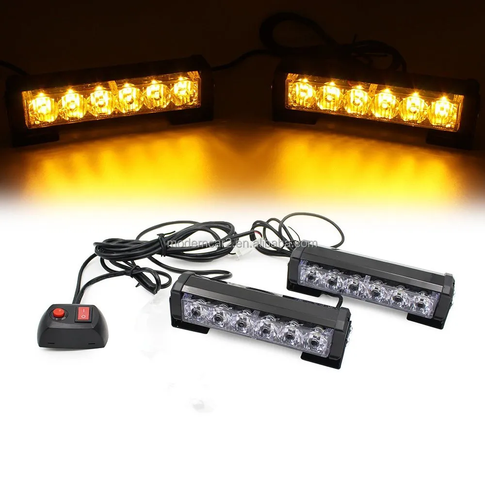 Car Truck Front Grille LED Strobe Warning Light Auto LED Flashing lights Bar Light Hazard Caution Lamp 12V 24