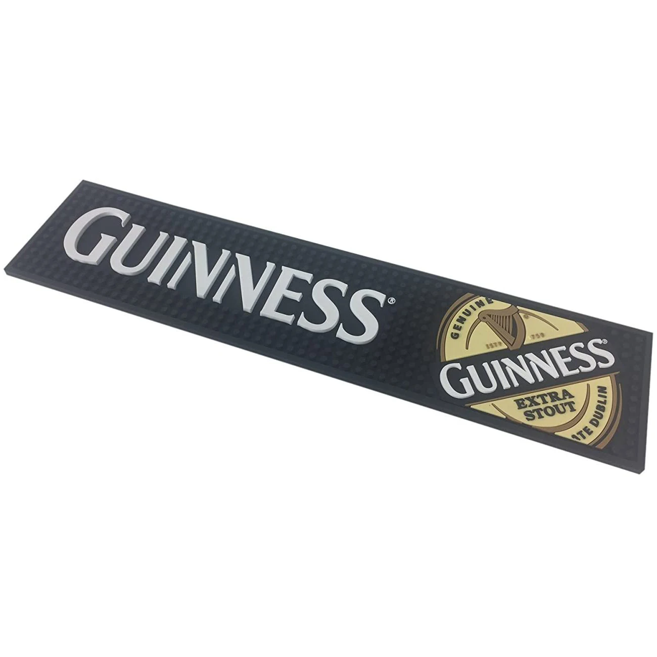 Guinness Gaelic Label Bar Mat - Non Slip Black PVC Rubber Drip Tray Professional custom pvc bar beer mats for wholesale