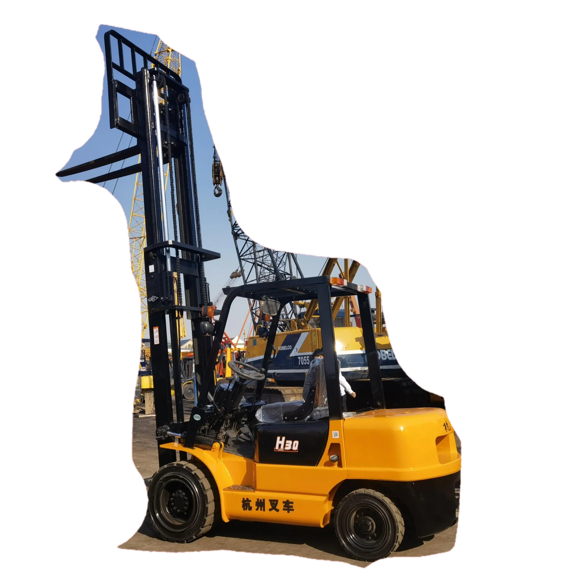 Hangzhou 3 Ton China brand used FD30 Diesel Forklift 3.5 Ton CPCD35 automatic movement Paper clip/Flat bag clamp