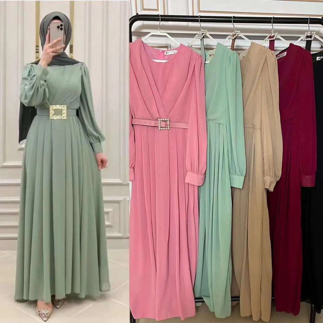 New 2024 Islamic Clothing Casual Loose Long Sleeved Abaya Women Islamic Clothing