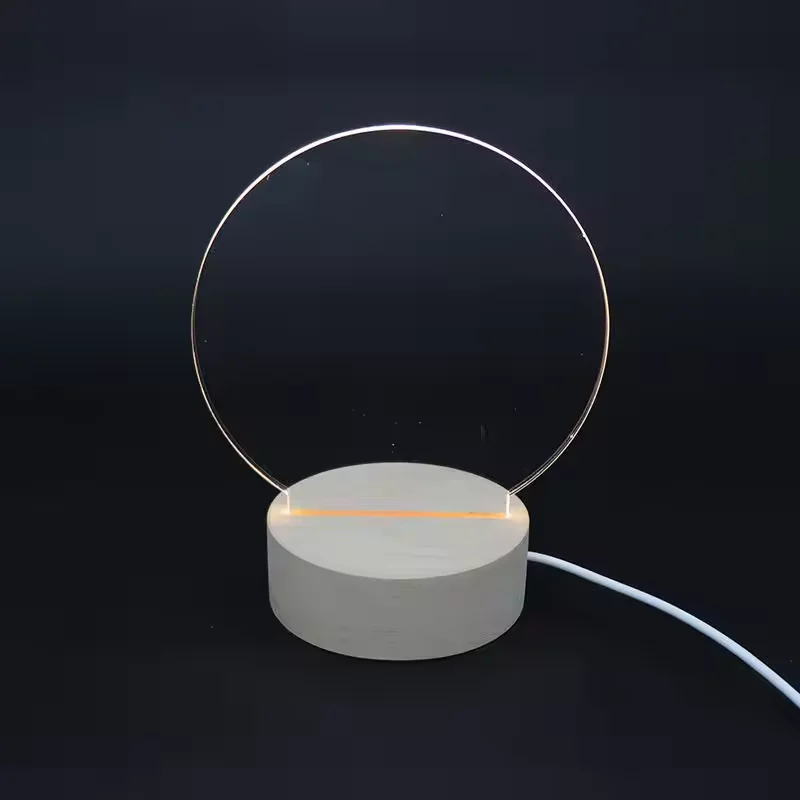 DIY акриловая лампа USB кнопочный переключатель деревянная светодиодная база OEM Пустой 3D ночник