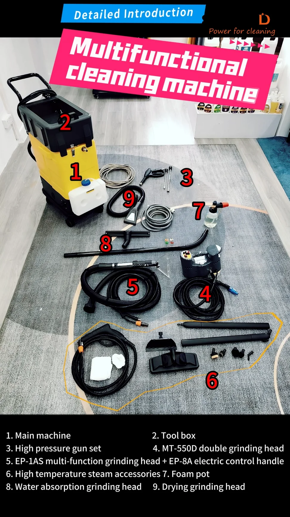 Electric Mobile Car Wash Equipment Floor Washer with Hot Pressure Cleaner & Steam Core Motor Components