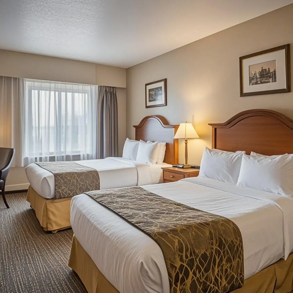 Red Lion Inn & Suites индивидуальная деревянная панель спальня большая кровать и двухместная комната с универсальной ванной комнатой для отелей
